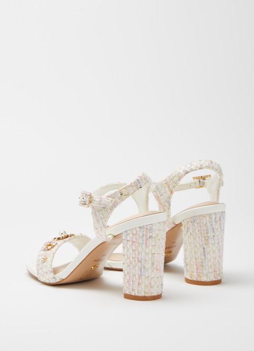 Dune London Mention sandalette met tweed-look - achterkant 2 wit