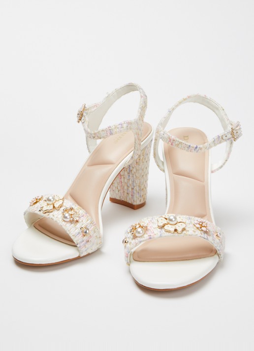 Dune London Mention sandalette met tweed-look - detail 3 wit