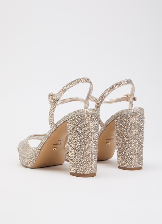 Dune London Mesmerizing sandalette met strass - achterkant witgoud