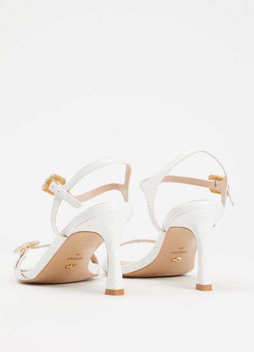 Dune London Milana sandalette met crocostructuur - achterkant 5 gebroken wit