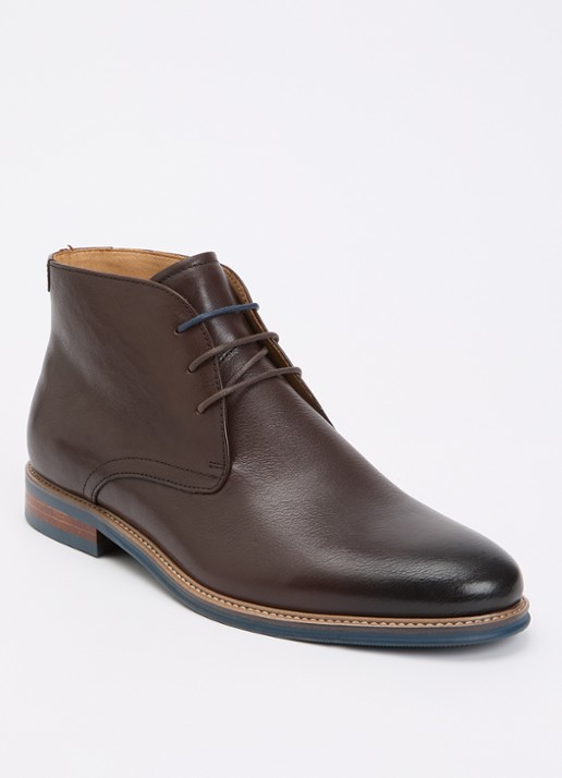 Dune London Millers veterboot van leer - voorkant donkerbruin