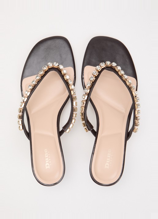 Dune London Mimis sandalette van leer met strass - detail 4 donkerbruin