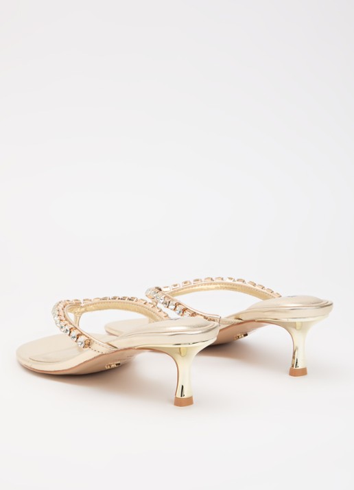 Dune London Mimis sandalette van leer met strass - achterkant 4 goud