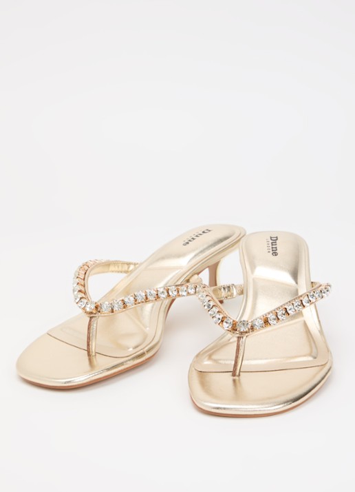 Dune London Mimis sandalette van leer met strass - detail goud
