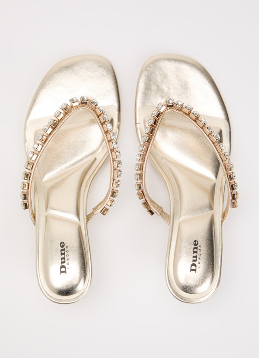 Dune London Mimis sandalette van leer met strass - detail 2 goud