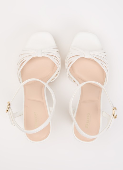 Dune London Minogue sandalette van leer met metallic finish - detail 4 wit