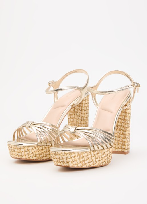 Dune London Minogue sandalette van leer met metallic finish - detail 2 goud
