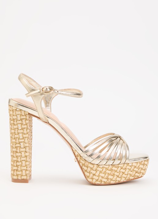 Dune London Minogue sandalette van leer met metallic finish