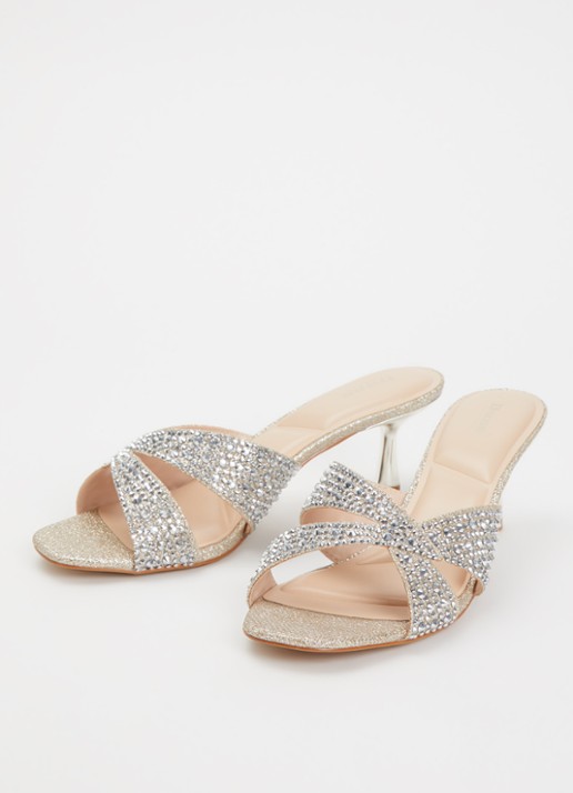 Dune London Monette muiltje met glitter en strass - detail goud