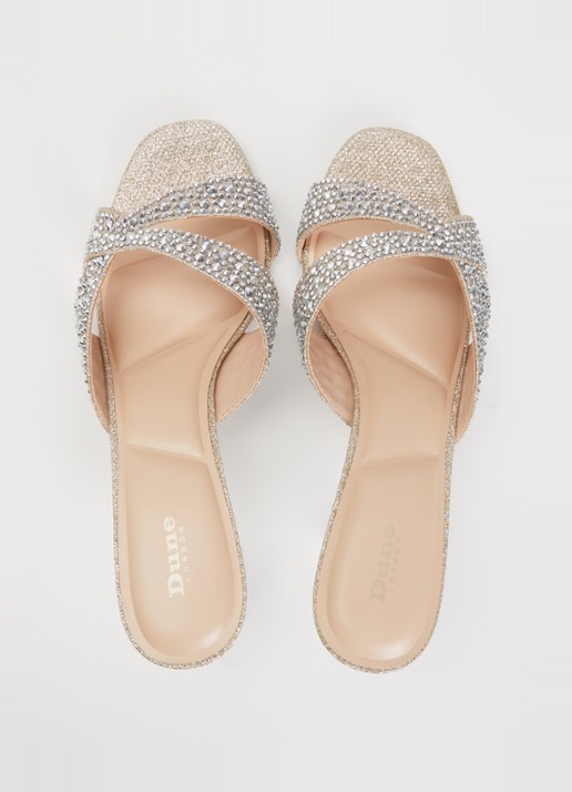 Dune London Monette muiltje met glitter en strass - detail 2 goud