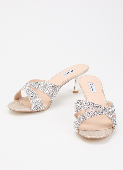 Dune London Monette muiltje met strass  - detail 3 zilver