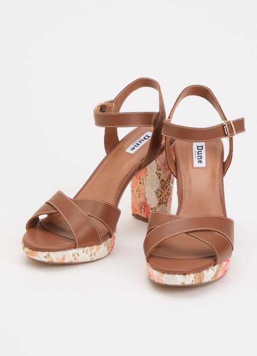 Dune London Monique sandalette met bloemenprint - detail 3 bruin