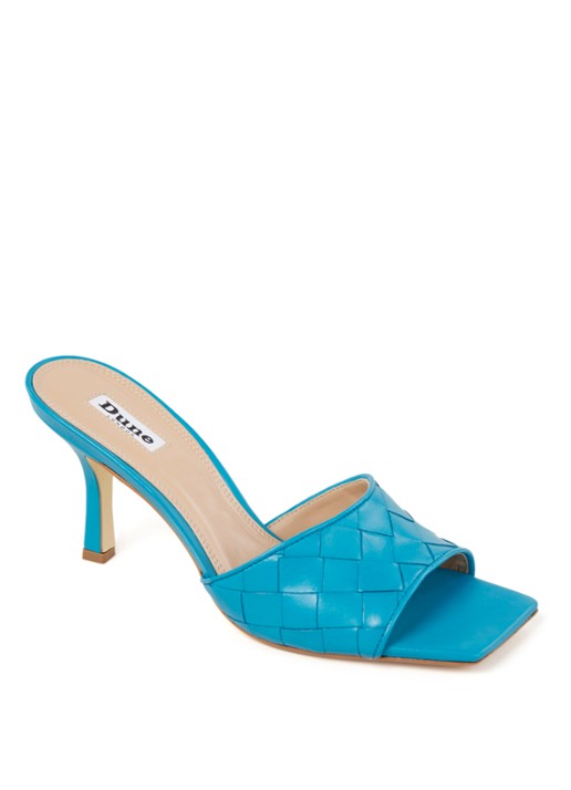 Dune London Montreal muiltje van leer - voorkant 4 turquoise