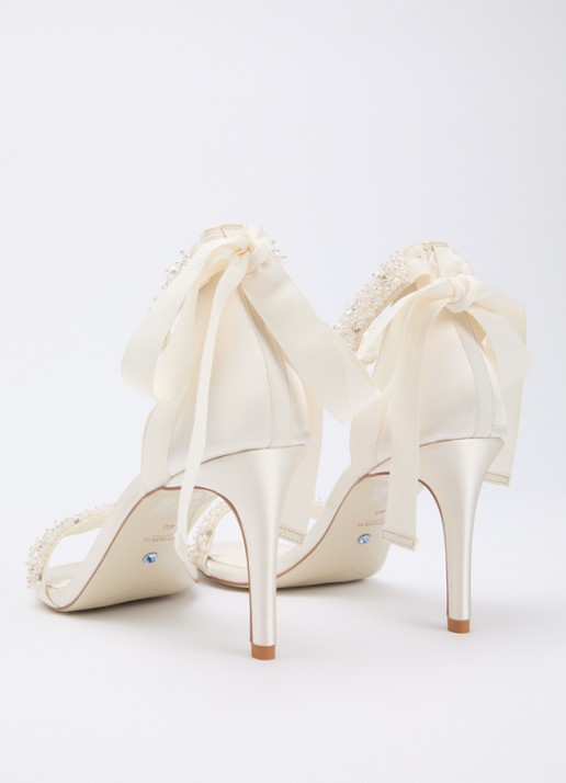 Dune London Moonstruck sandalette van satijn met strass - achterkant 5 ivoor