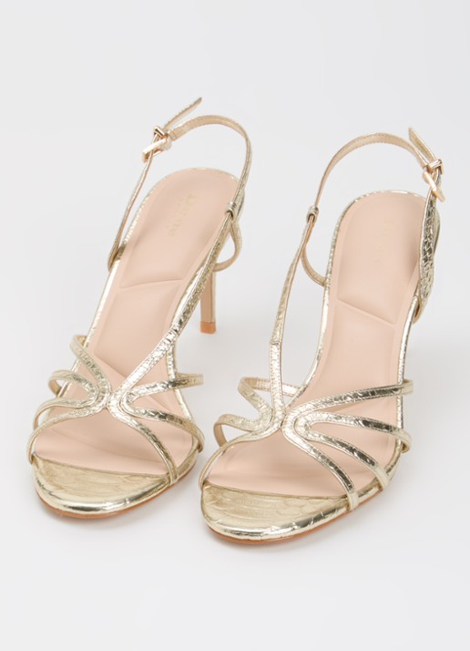 Dune London Morning sandalette van leer met metallic finish - detail 3 goud