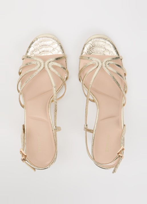Dune London Morning sandalette van leer met metallic finish - detail 4 goud