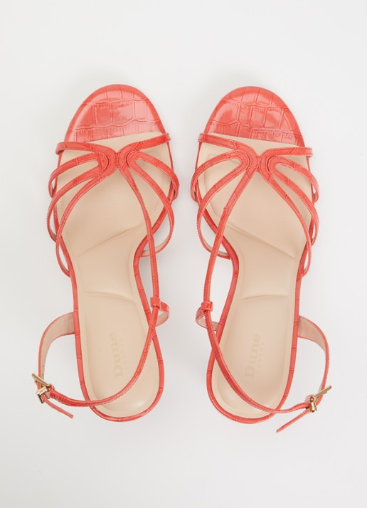 Dune London Morning sandalette van leer met metallic finish - detail 2 koraalroze