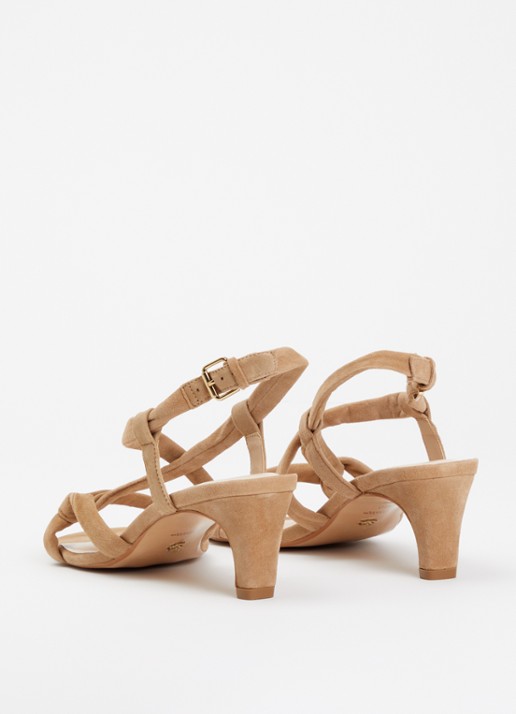 Dune London Motivating sandalette van leer - achterkant 6 zand
