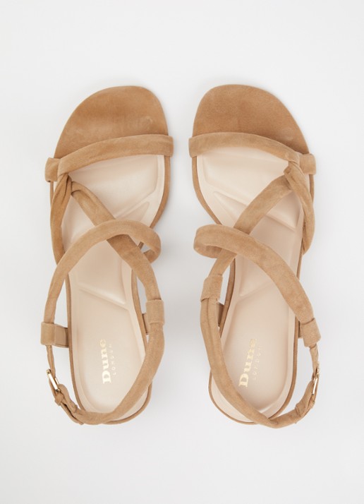 Dune London Motivating sandalette van leer - detail 2 zand
