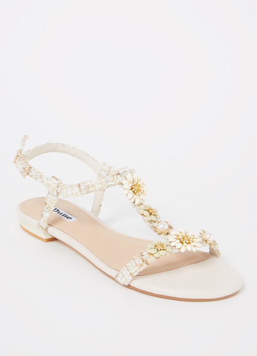 Dune London Nature sandaal met lurex - voorkant 5 beige