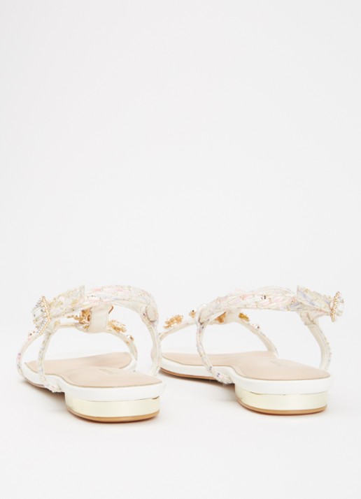 Dune London Nature sandaal met strass - achterkant 5 wit
