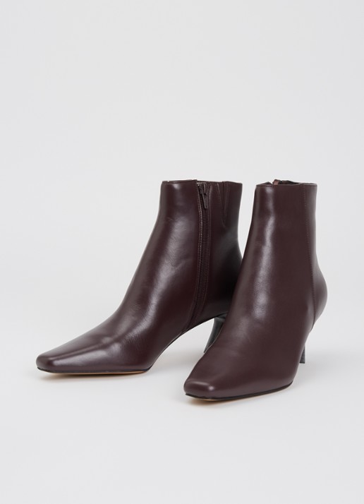Dune London Overly enkellaarsje van leer - detail aubergine