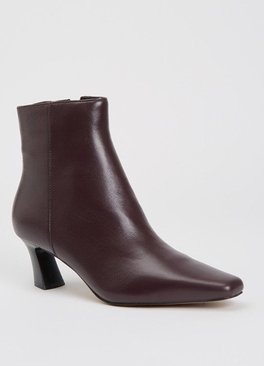 Dune London Overly enkellaarsje van leer - voorkant 3 aubergine