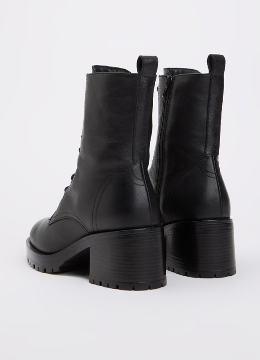 Dune London Patiently biker boot van leer - achterkant zwart