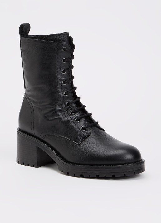 Dune London Patiently biker boot van leer - voorkant 2 zwart