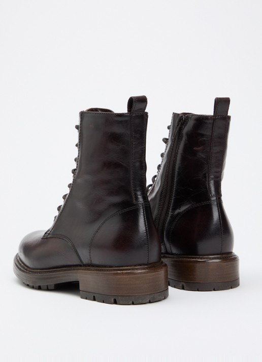 Dune London Patley biker boot van leer - achterkant donkerbruin