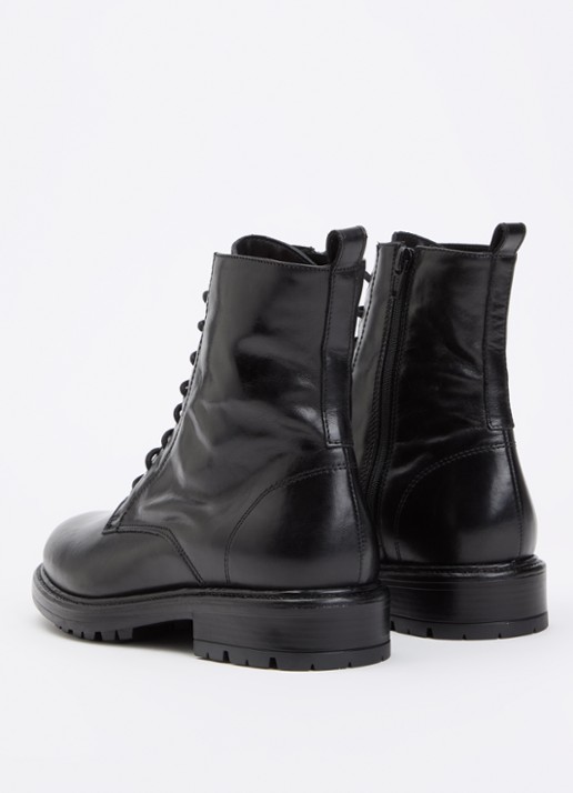 Dune London Patley biker boot van leer - achterkant zwart