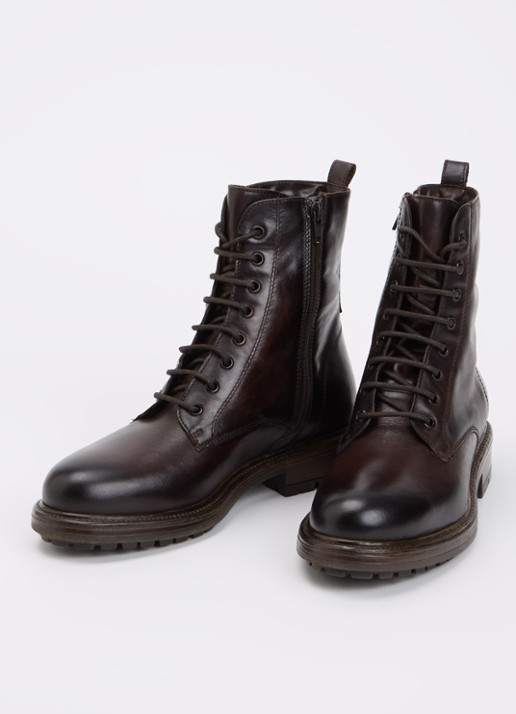 Dune London Patley biker boot van leer - detail 3 bruin
