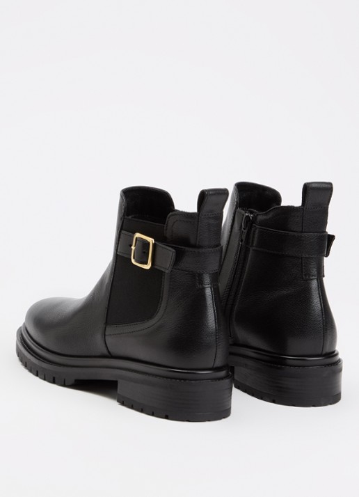 Dune London Paused chelsea boot van leer - achterkant 2 zwart