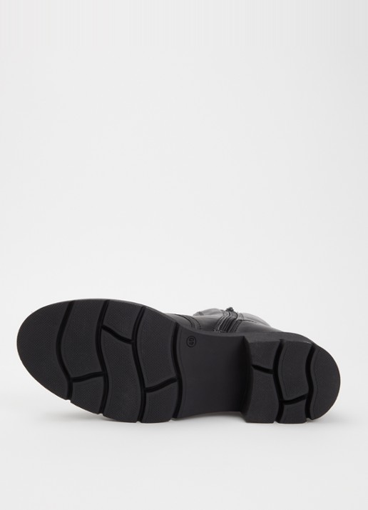 Dune London Pion bikerboot van leer  - detail 2 zwart