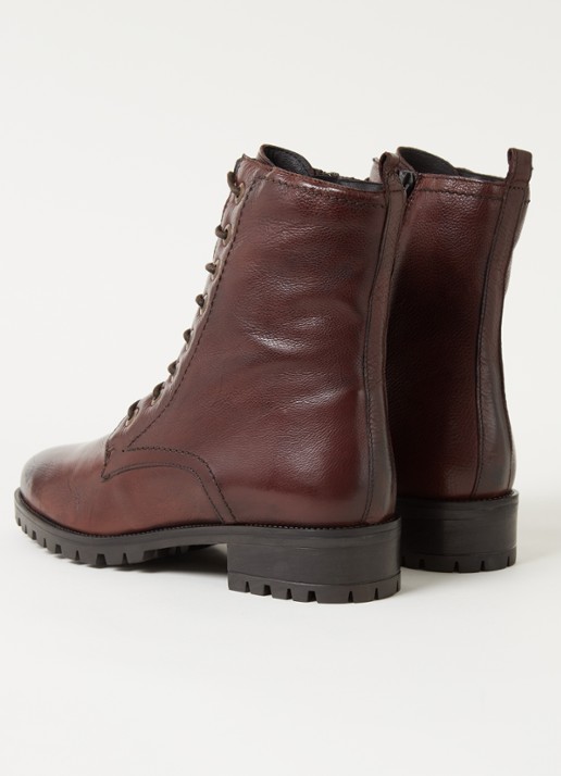 Dune London Prestone veterboot van leer - detail donkerbruin