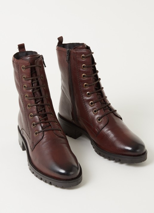 Dune London Prestone veterboot van leer - detail 2 donkerbruin