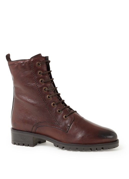 Dune London Prestone veterboot van leer - voorkant 4 donkerbruin
