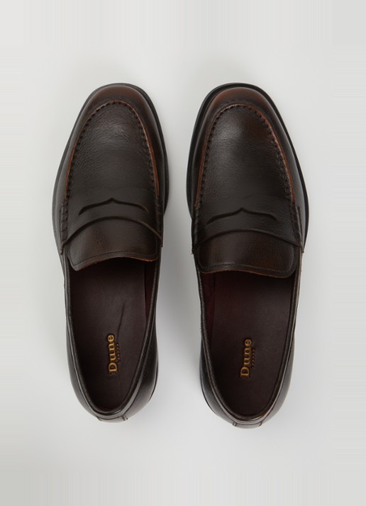 Dune London Sacha loafer van leer - detail 4 bruin