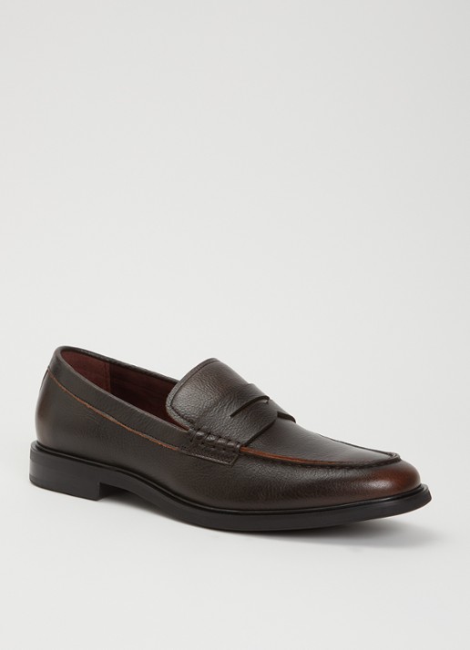 Dune London Sacha loafer van leer - voorkant 2 bruin