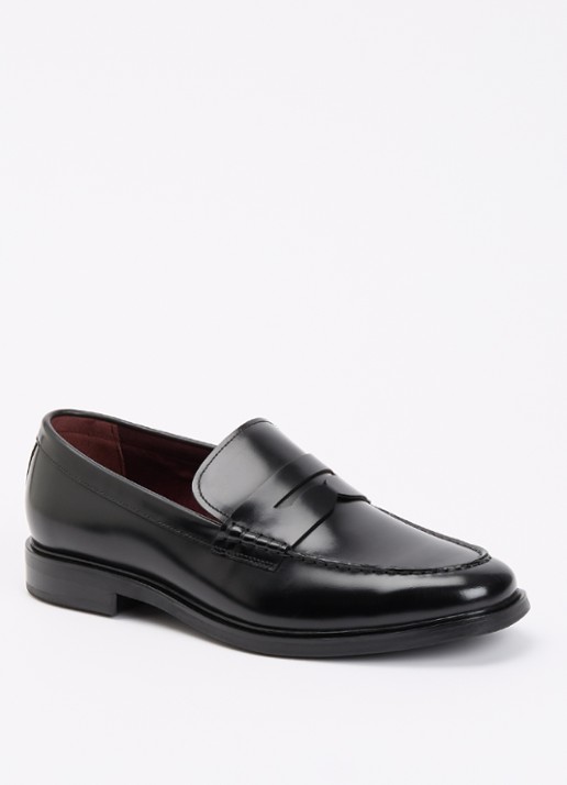 Dune London Sacha loafer van leer - voorkant zwart