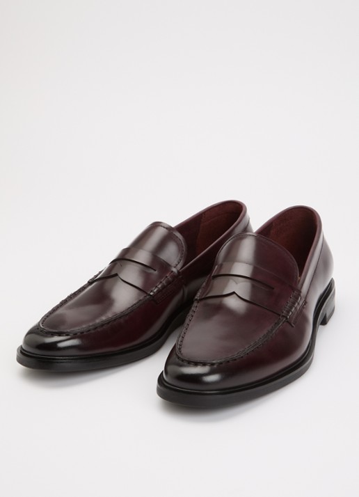 Dune London Sacha loafer van leer - detail 2 bordeauxrood