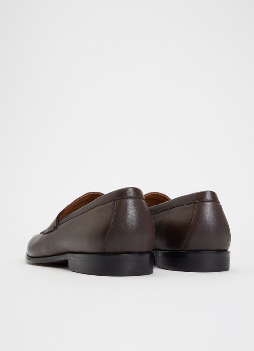 Dune London Salford loafer van leer - achterkant 5 donkerbruin