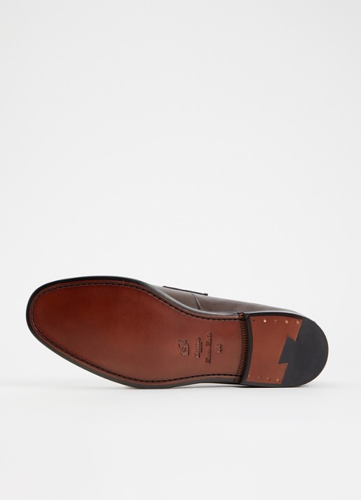 Dune London Salford loafer van leer - detail 4 donkerbruin