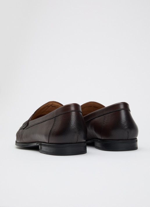 Dune London Sammi loafer van leer  - achterkant donkerbruin