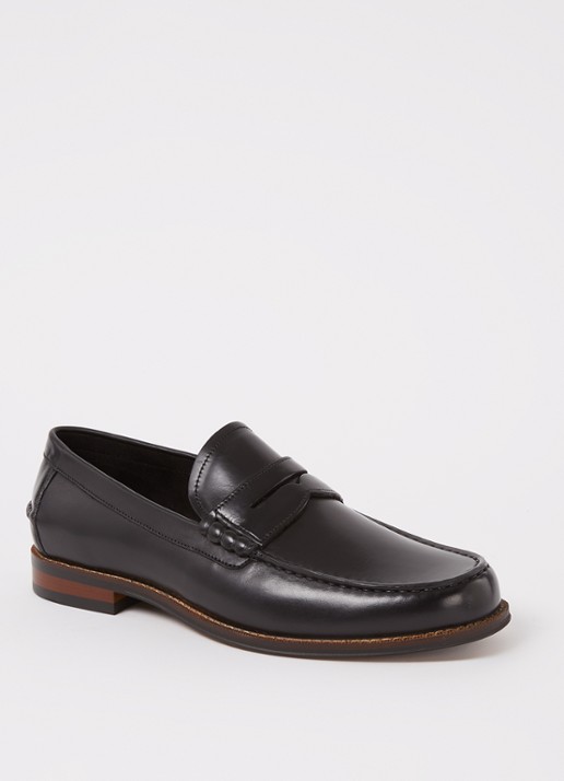 Dune London Samson loafer van leer - voorkant zwart
