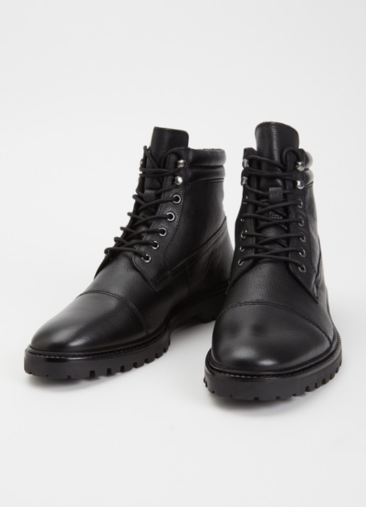 Dune London Sawyeer veterboot van leer - detail 3 zwart