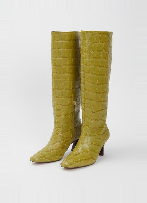 Dune London Selinni laars van leer - detail 3 mosgroen