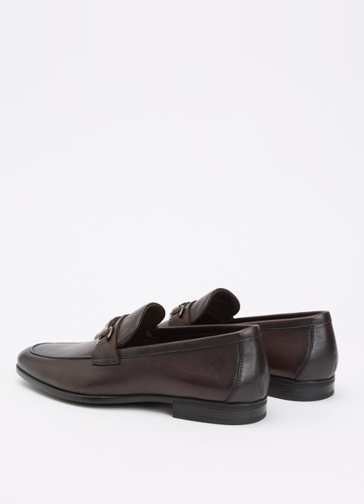 Dune London Seymore loafer van leer met horsebit - achterkant 5 donkerbruin