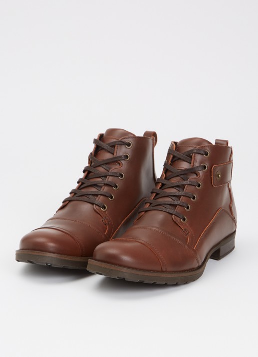 Dune London Simon veterboot van leer - detail kastanjebruin