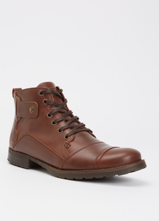 Dune London Simon veterboot van leer - voorkant 4 kastanjebruin